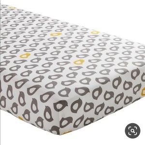 Land of Nod Gray/Yellow Penguin Fitted Crib Sheet